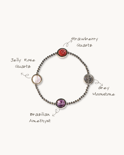 Silver Spring, Strawberry & Rose Quartz Bracelet, Attract Love