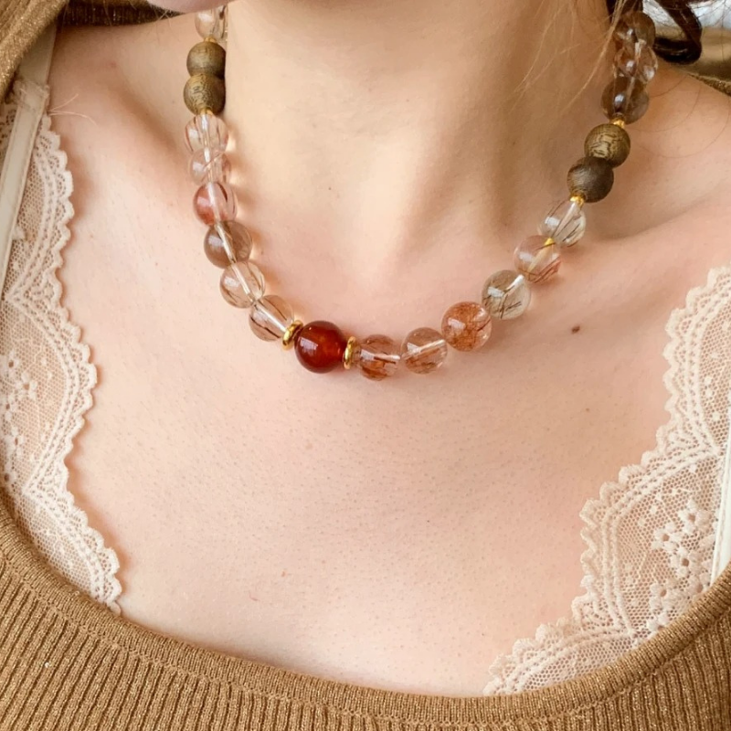 Gold-Plated 925 Silver｜Mixed Crystal Jewelry Set (Bracelet + Necklace)