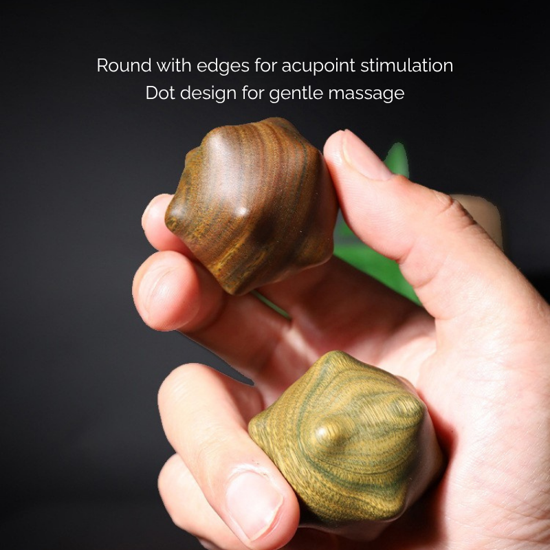 Hand Exercise Balls | 12-Edge Caltrop Balls - Natural Solid Wood for Hand Acupressure