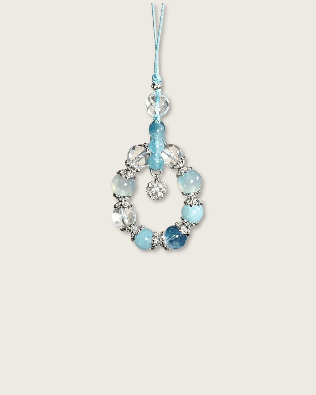 Phone Charm, Eternal Wellness, Aquamarine & Clear Quartz, Support Your Health