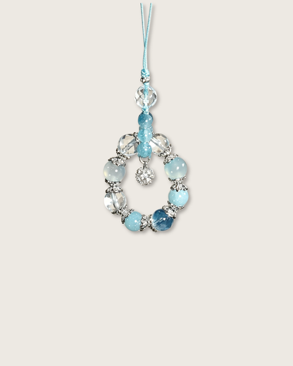 Phone Charm, Eternal Wellness, Aquamarine & Clear Quartz, Support Your Health