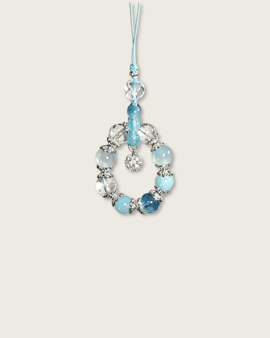 Phone Charm, Eternal Wellness, Aquamarine & Clear Quartz, Support Your Health