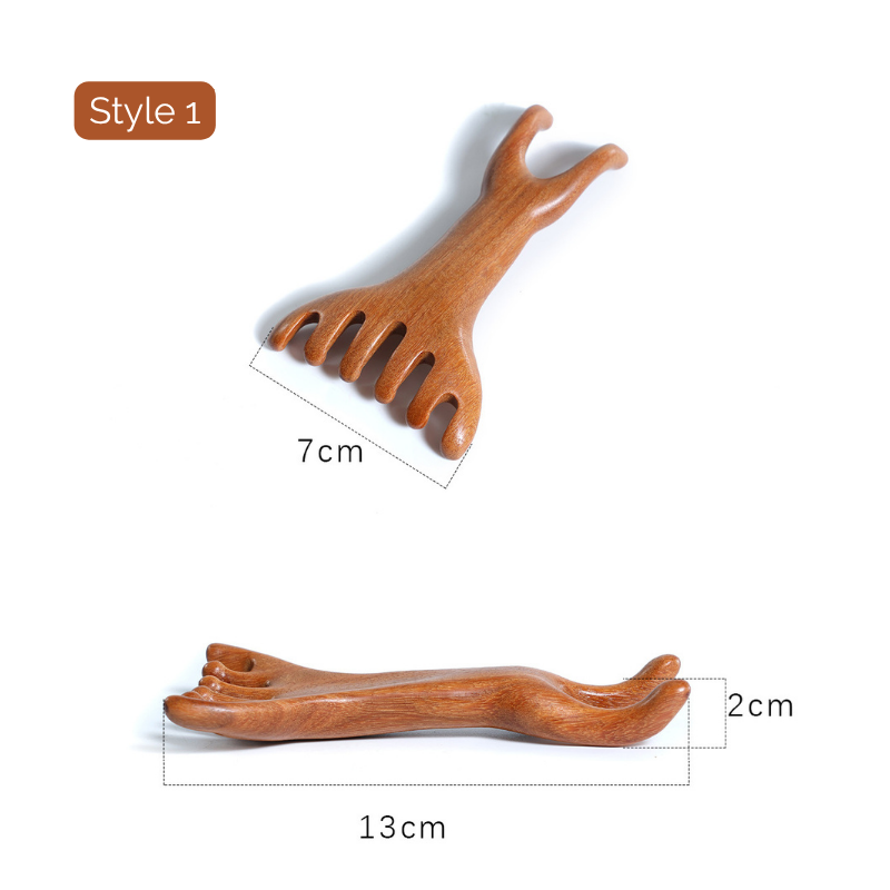 Massage Comb | Antler-Shaped Rake - Natural Golden Sandalwood for Meridian Massage