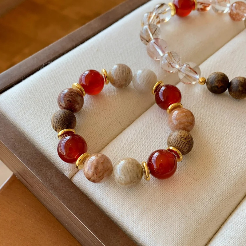Gold-Plated 925 Silver｜Mixed Crystal Jewelry Set (Bracelet + Necklace)