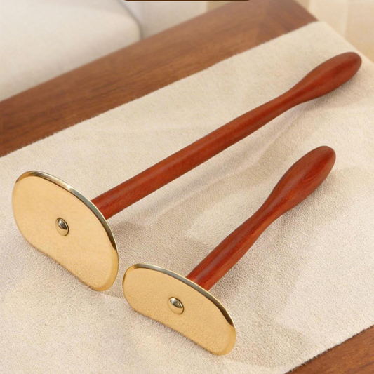 Gua Sha Tool | Pure Brass Tai Chi Shape - Long Handle for Self Back Massage