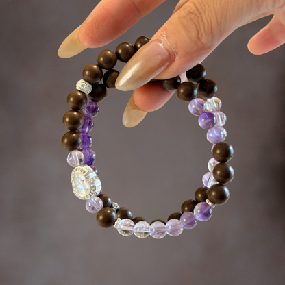 Double-wrap Herbal Incense Bracelet｜"Ultimate Fortune", Amethyst, Gourd & Koi Ornament, Various Herbal Recipes Available