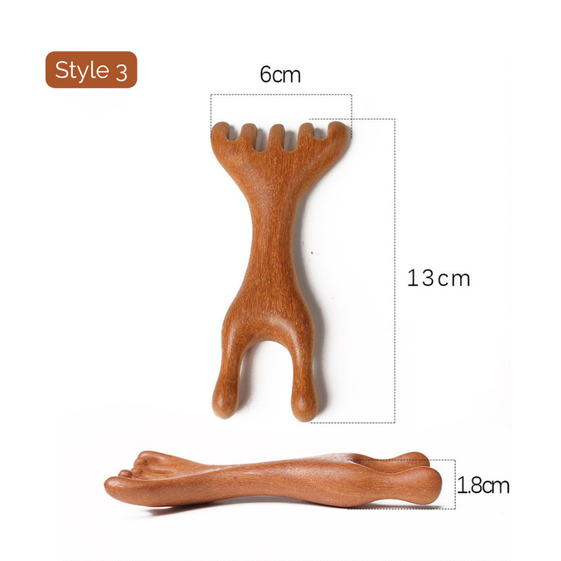 Massage Comb | Antler-Shaped Rake - Natural Golden Sandalwood for Meridian Massage