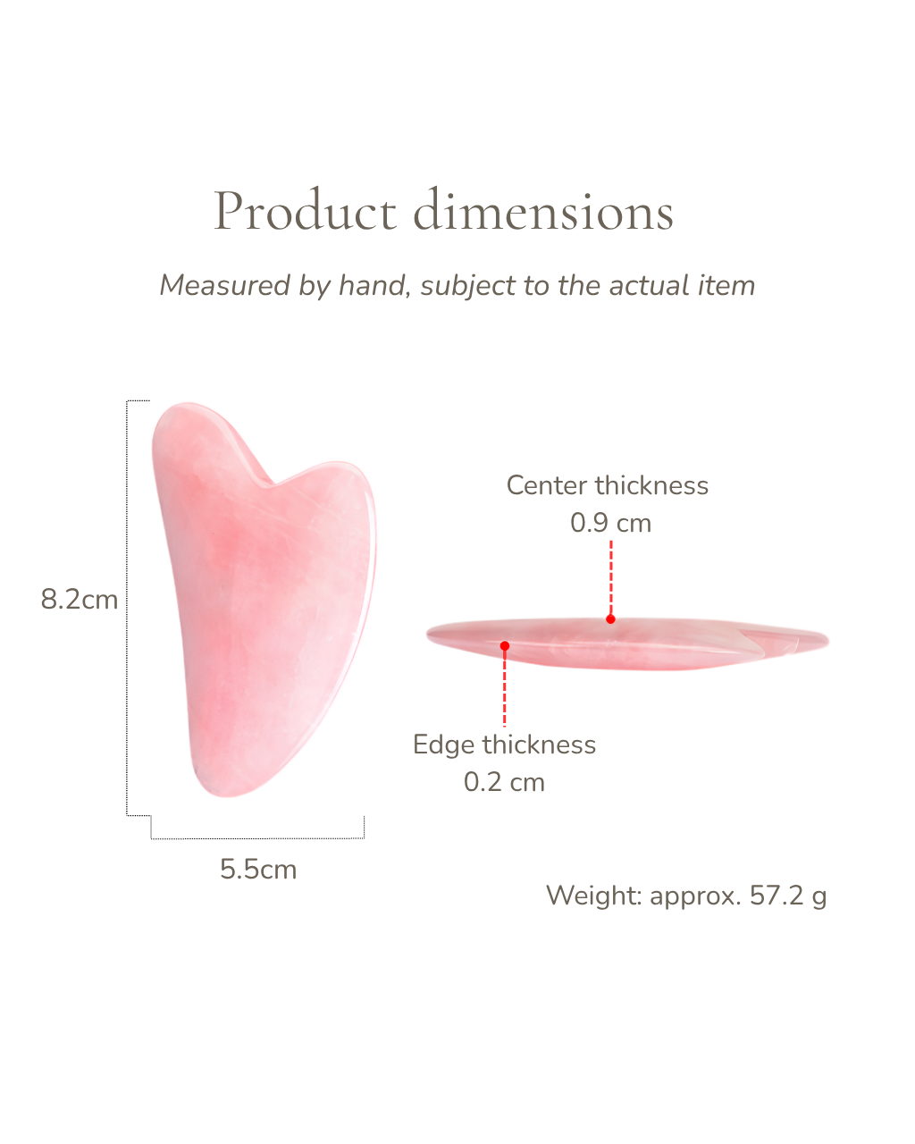 3D Crystal Gua Sha Board - Rose Quartz
