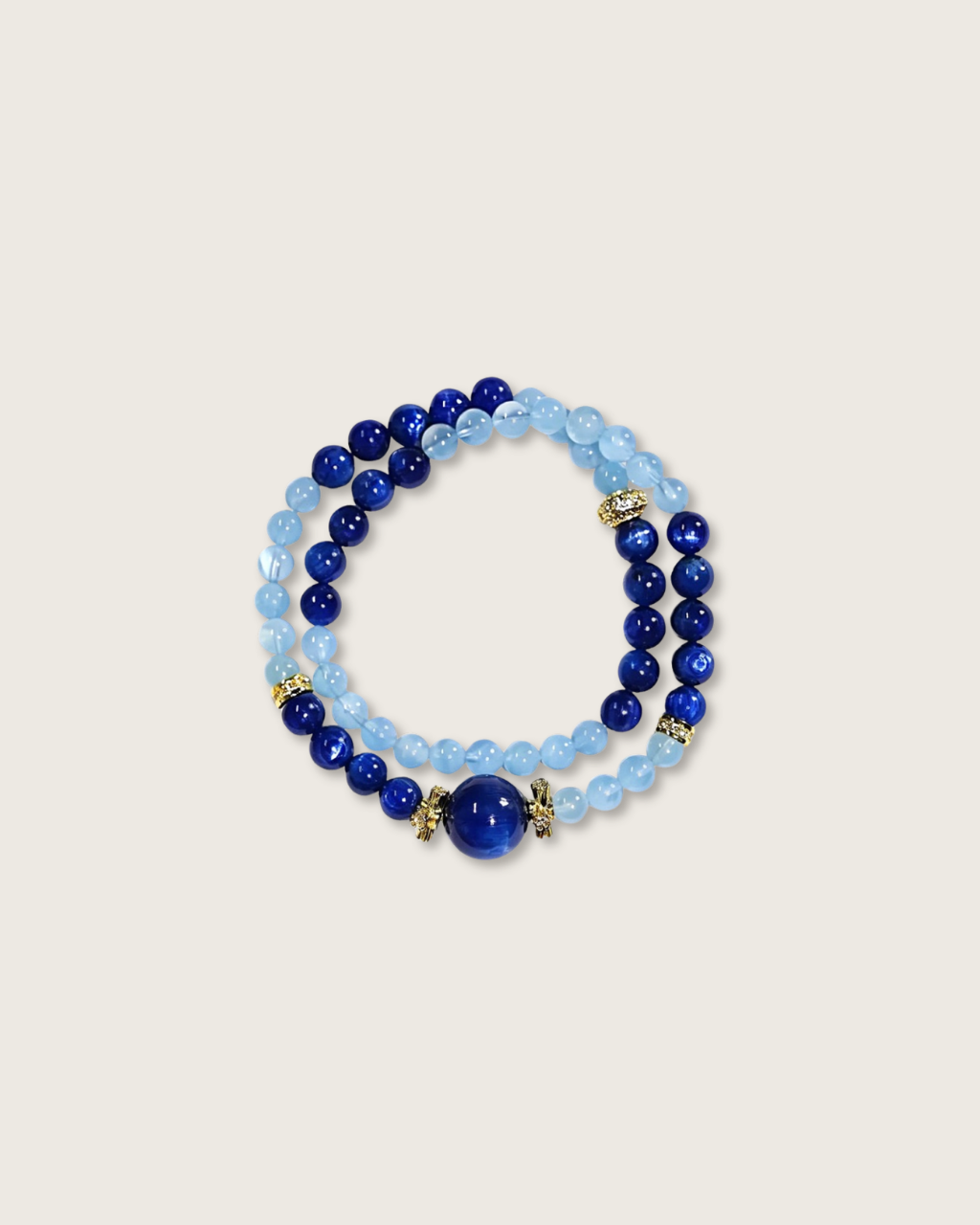 Starry Isle, Multi-Wrap Kyanite & Aquamarine Bracelet, Soothe Your Mind