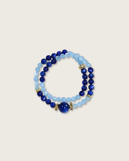 Starry Isle, Multi-Wrap Kyanite & Aquamarine Bracelet, Soothe Your Mind