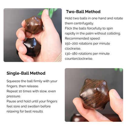 Hand Exercise Balls | 12-Edge Caltrop Balls - Natural Solid Wood for Hand Acupressure