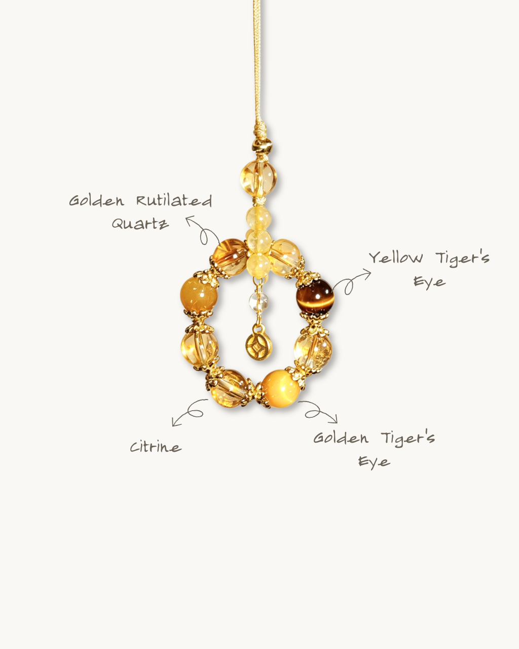 Phone Charm, Golden Harvest, Tiger Eye & Citrine, Attract Wealth