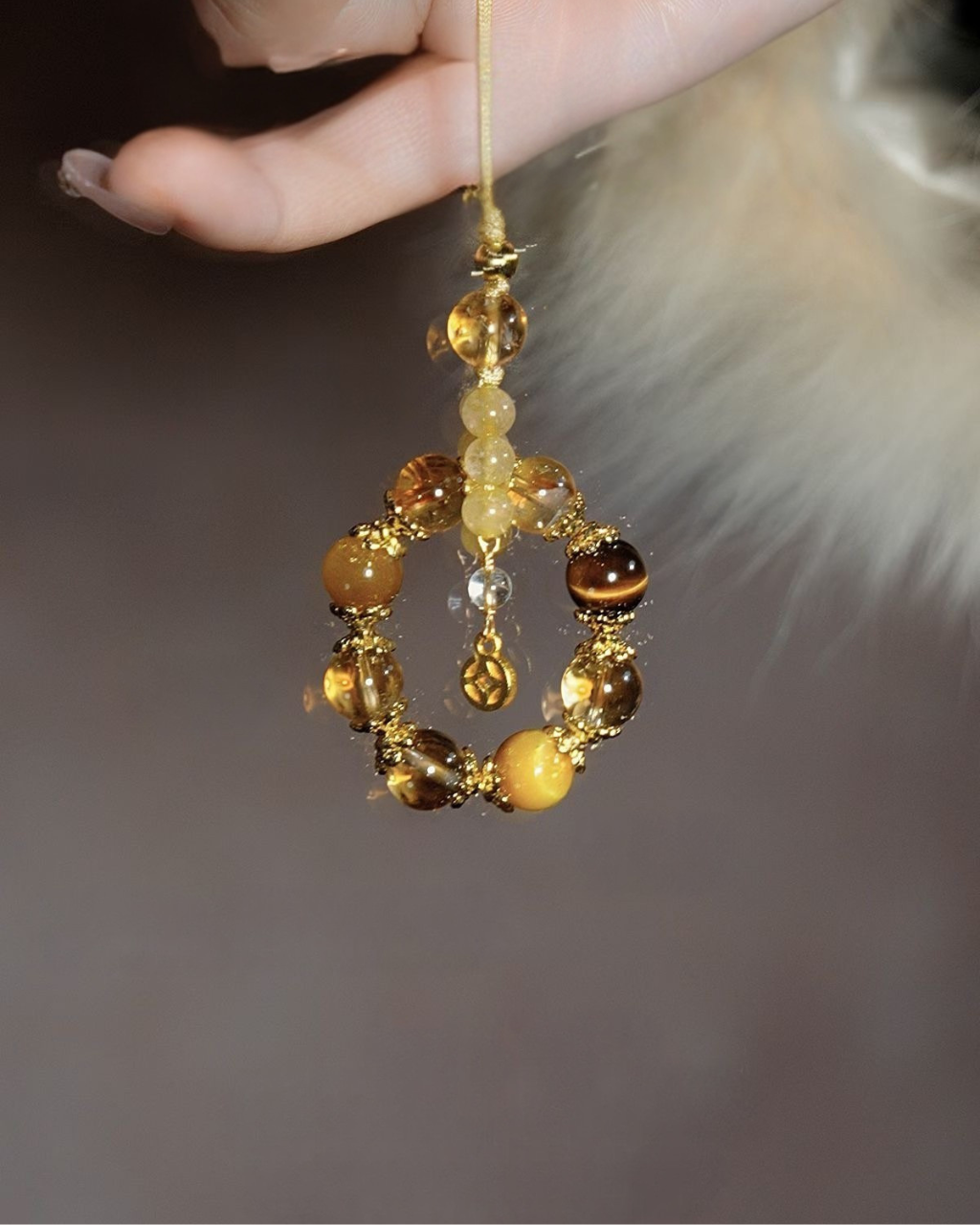 Phone Charm, Golden Harvest, Tiger Eye & Citrine, Attract Wealth