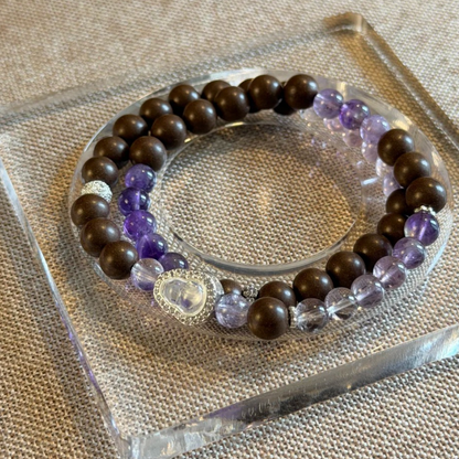 Double-wrap Herbal Incense Bracelet｜"Ultimate Fortune", Amethyst, Gourd & Koi Ornament, Various Herbal Recipes Available