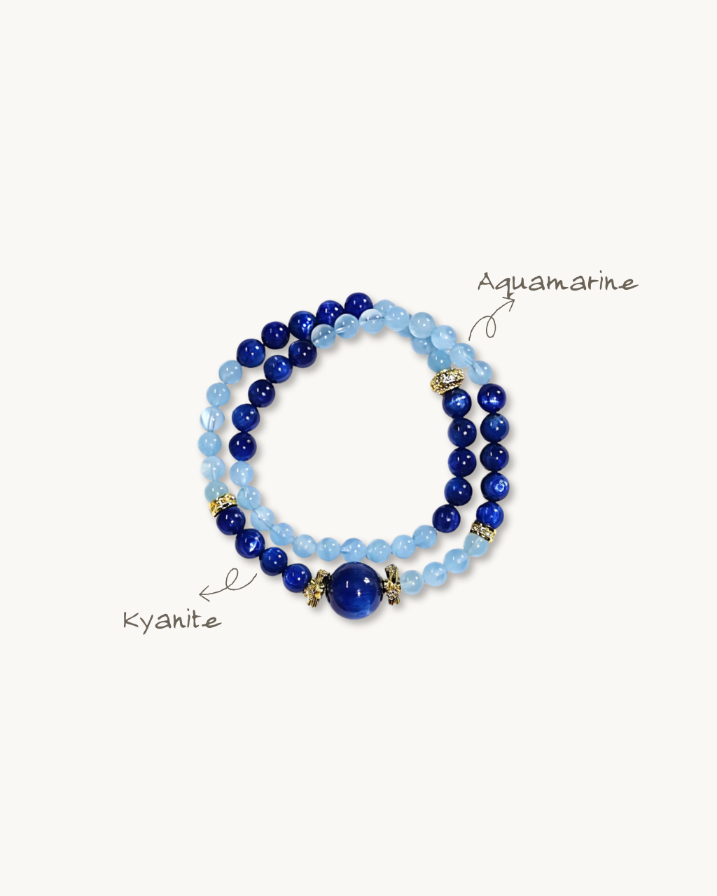 Starry Isle, Multi-Wrap Kyanite & Aquamarine Bracelet, Soothe Your Mind