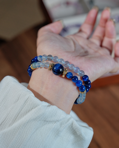 Starry Isle, Multi-Wrap Kyanite & Aquamarine Bracelet, Soothe Your Mind