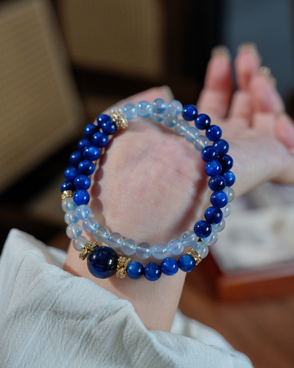 Starry Isle, Multi-Wrap Kyanite & Aquamarine Bracelet, Soothe Your Mind