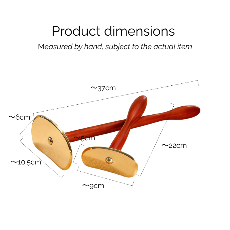 Gua Sha Tool | Pure Brass Tai Chi Shape - Long Handle for Self Back Massage