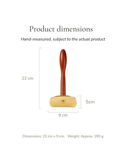 Wood & Brass Long-Handle Body Gua Sha Tool