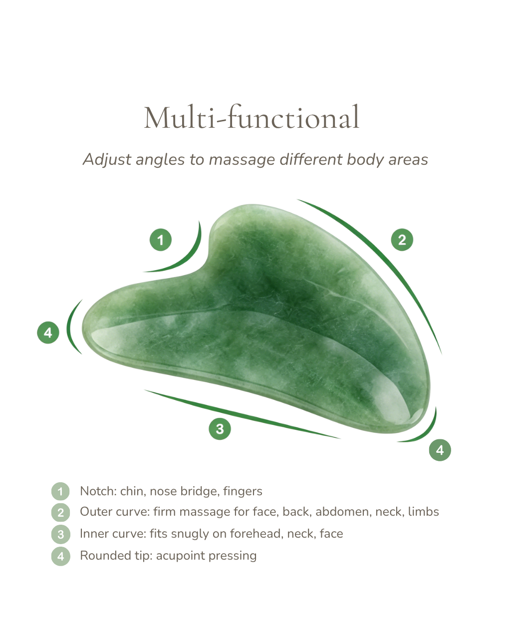 3D Jade Gua Sha Board - Green Aventurine