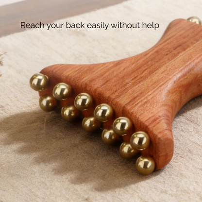 Massage Tool | Brass Bead Vase Shape - Rosewood Handle for Facial Fascia Massage & Lifting
