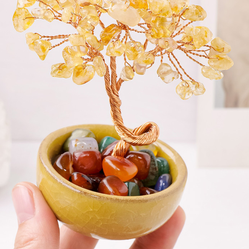 Citrine Feng Shui Tree | Wealth Crystal Tree for Desk & Home