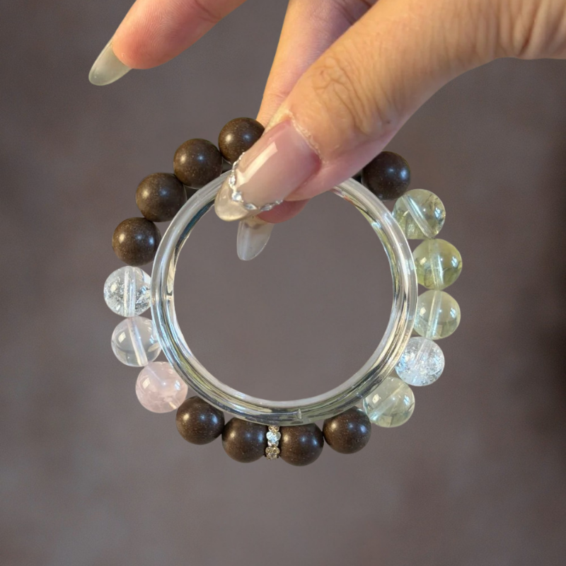 Herbal Incense Bracelet｜"Manifestation Trio", Citrine, Clear Quartz & Rose Quartz, Various Herbal Recipes Available