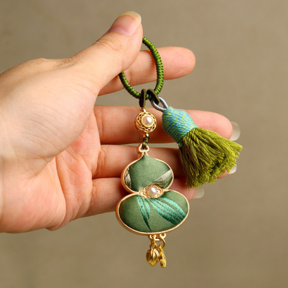 Embroidered Gourd Charm | Classic Symbol of Good Fortune with Braided Tassel