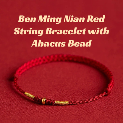 Red String Bracelet｜Ben Ming Nian with Abacus Bead - Good Luck, Smooth Path & Protection