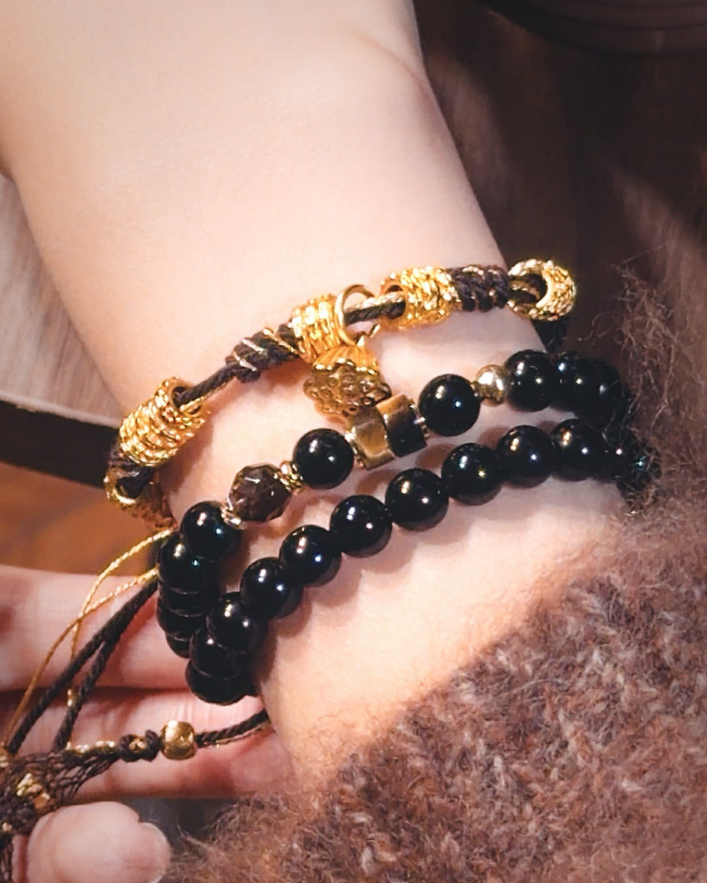 Wish Fulfilled, Multi-Wrap Obsidian Bracelet, Protect Your Wishes