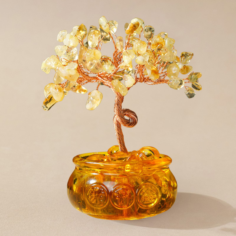 Citrine Feng Shui Tree For Money - Wealth & Abundance Planter