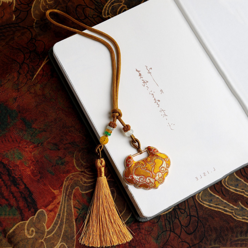 Ruyi Lock Amulet Charm | Chinese Embroidery Song Jin Protective Symbol