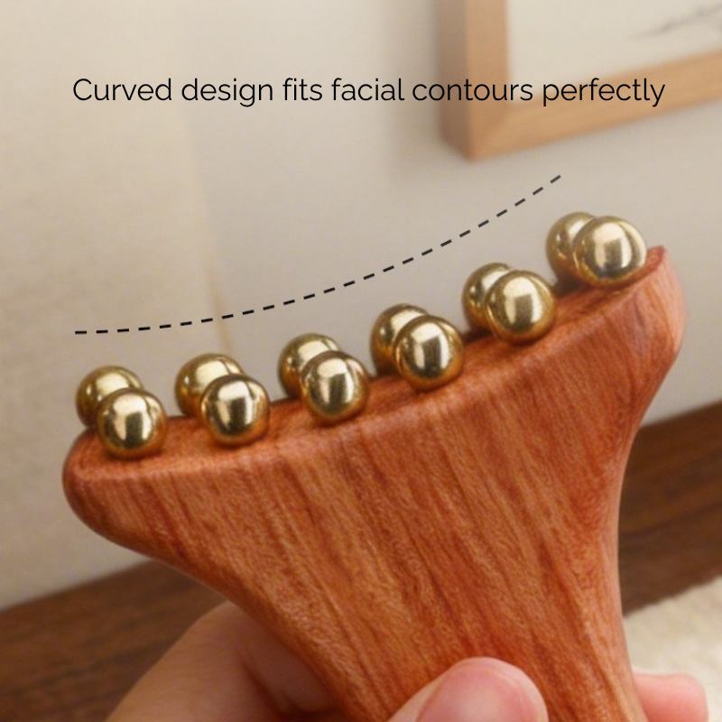 Massage Tool | Brass Bead Vase Shape - Rosewood Handle for Facial Fascia Massage & Lifting
