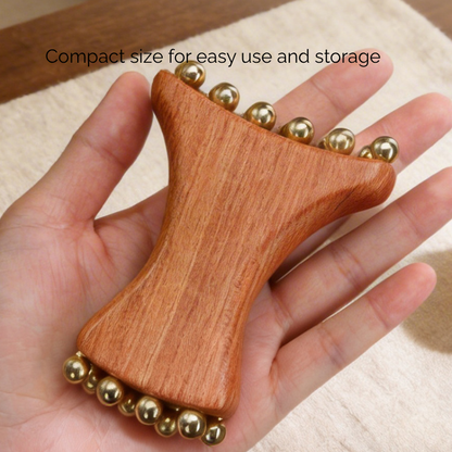 Massage Tool | Brass Bead Vase Shape - Rosewood Handle for Facial Fascia Massage & Lifting