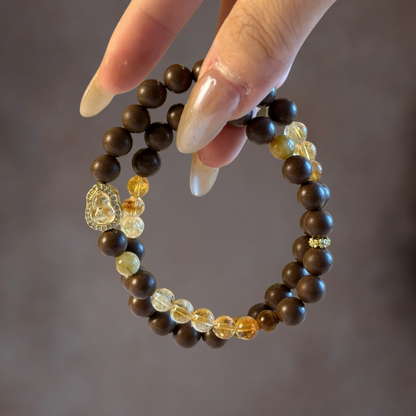 Double-wrap Herbal Incense Bracelet｜"Prosperity Blessing", Citrine & Tiger's Eye, Various Herbal Recipes Available