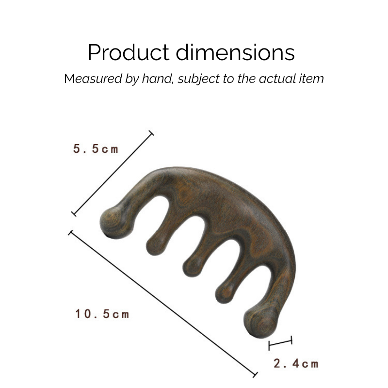 Massage Comb | 5-Tooth - Natural Solid Wood Head Meridian Massage Comb for Relaxation