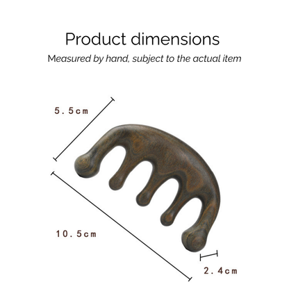 Massage Comb | 5-Tooth - Natural Solid Wood Head Meridian Massage Comb for Relaxation