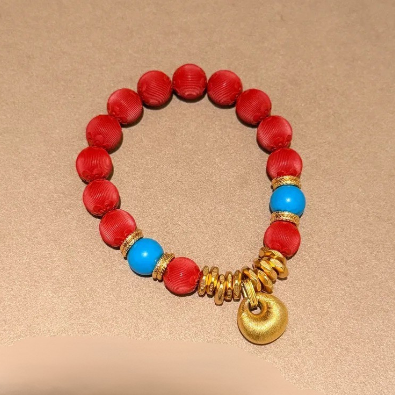 Gold-Plated 925 Silver｜Southern Red Agate Bead Bracelet – Fortune & Harmony