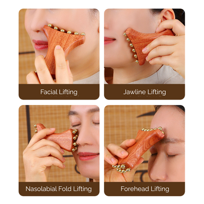 Massage Tool | Brass Bead Vase Shape - Rosewood Handle for Facial Fascia Massage & Lifting