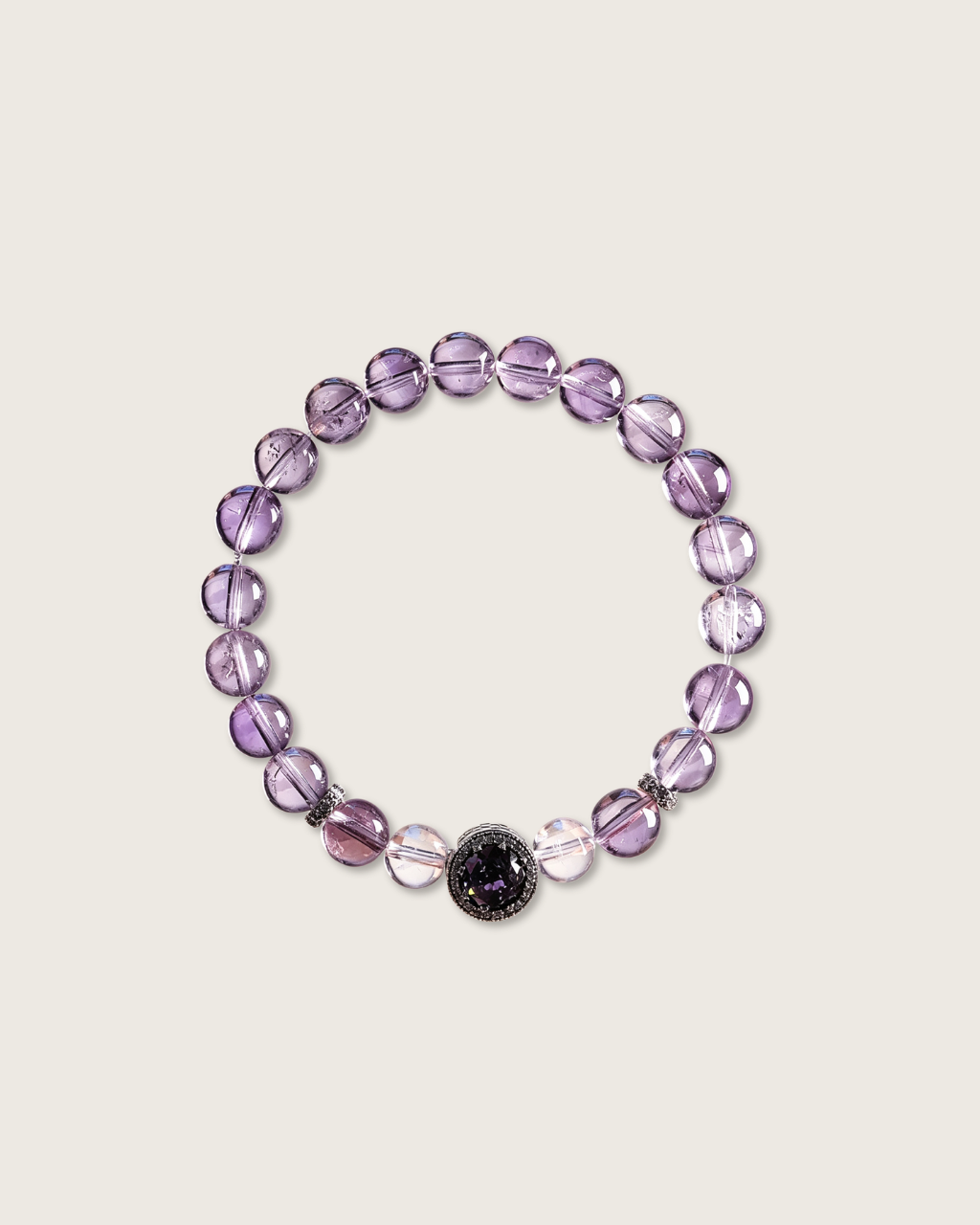 Icy Grape, Brazilian Amethyst & Clear Quartz Bracelet, Support Your Studies