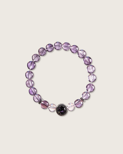 Icy Grape, Brazilian Amethyst & Clear Quartz Bracelet, Support Your Studies