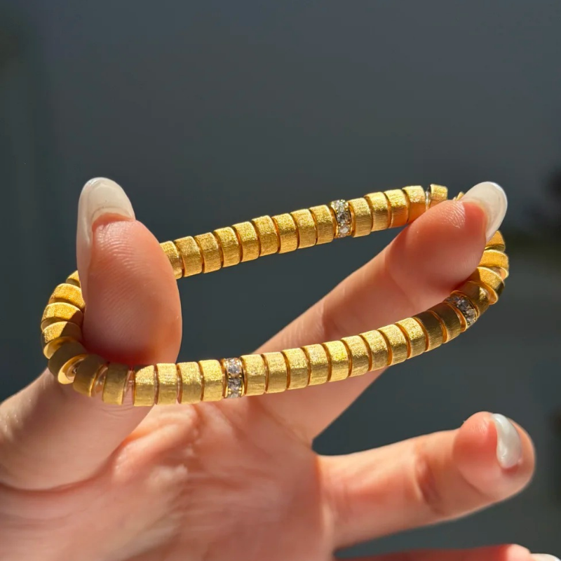 Gold-Plated 925 Silver｜ Tablet Bead Bracelet