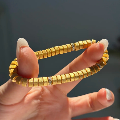 Gold-Plated 925 Silver｜ Tablet Bead Bracelet