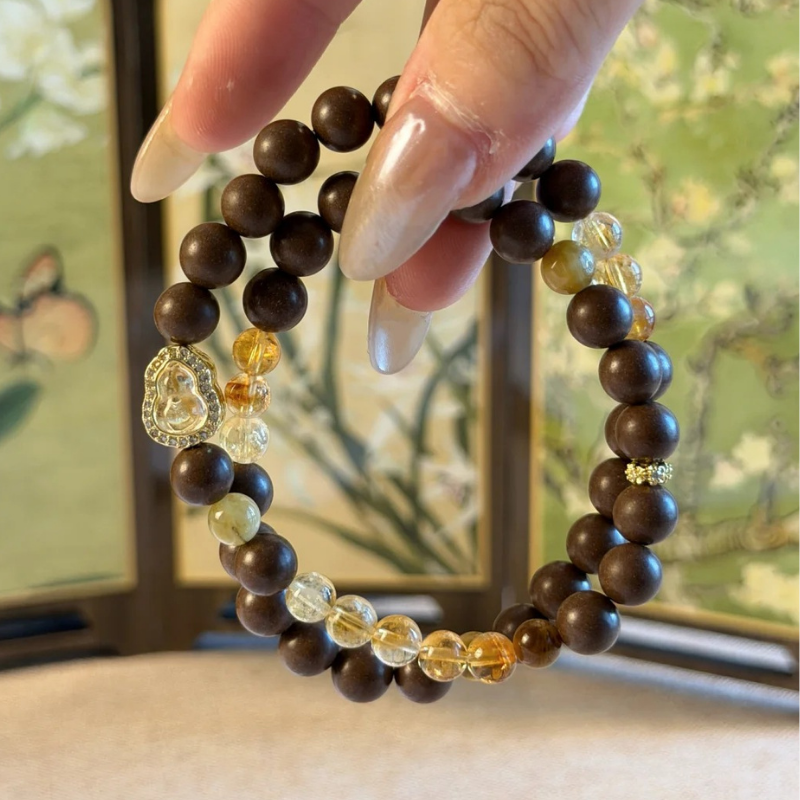Double-wrap Herbal Incense Bracelet｜"Prosperity Blessing", Citrine & Tiger's Eye, Various Herbal Recipes Available