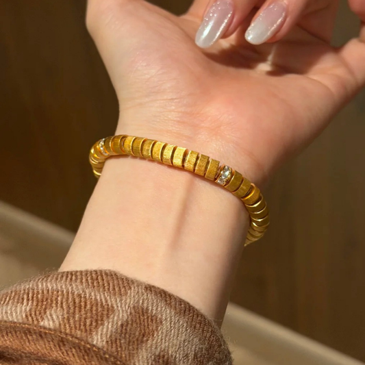Gold-Plated 925 Silver｜ Tablet Bead Bracelet