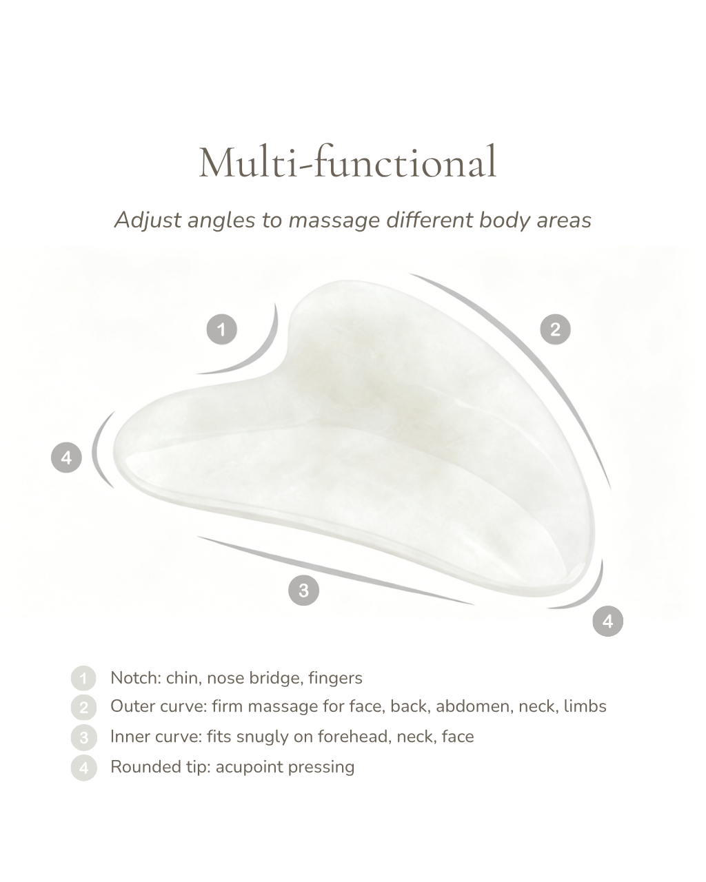 3D Jade Gua Sha Board - White Jade
