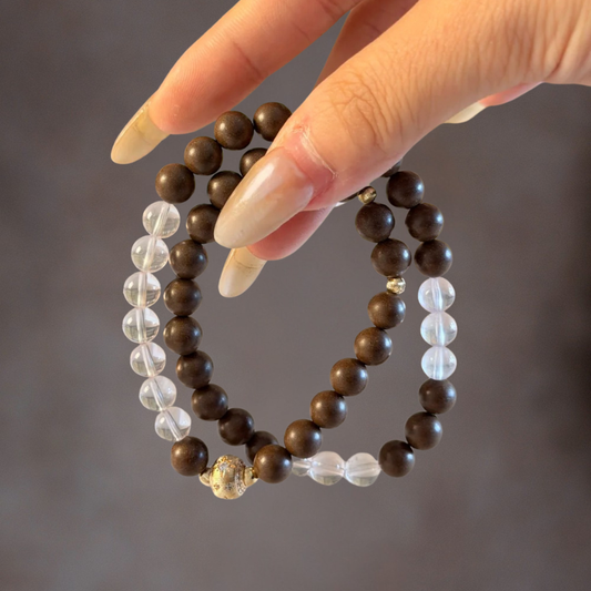 Double-wrap Herbal Incense Bracelet｜"Love Blessing", Rose Quartz, Various Herbal Recipes Available