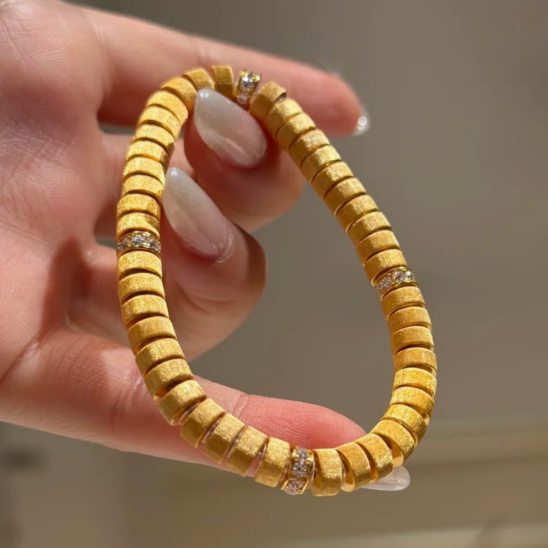 Gold-Plated 925 Silver｜ Tablet Bead Bracelet