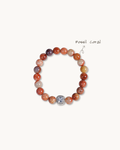 Sunset Sea, Coral Fossil Bracelet, Soothe Your Spirit
