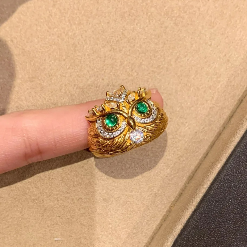 Gold-Plated 925 Silver｜ Silver Owl Ring